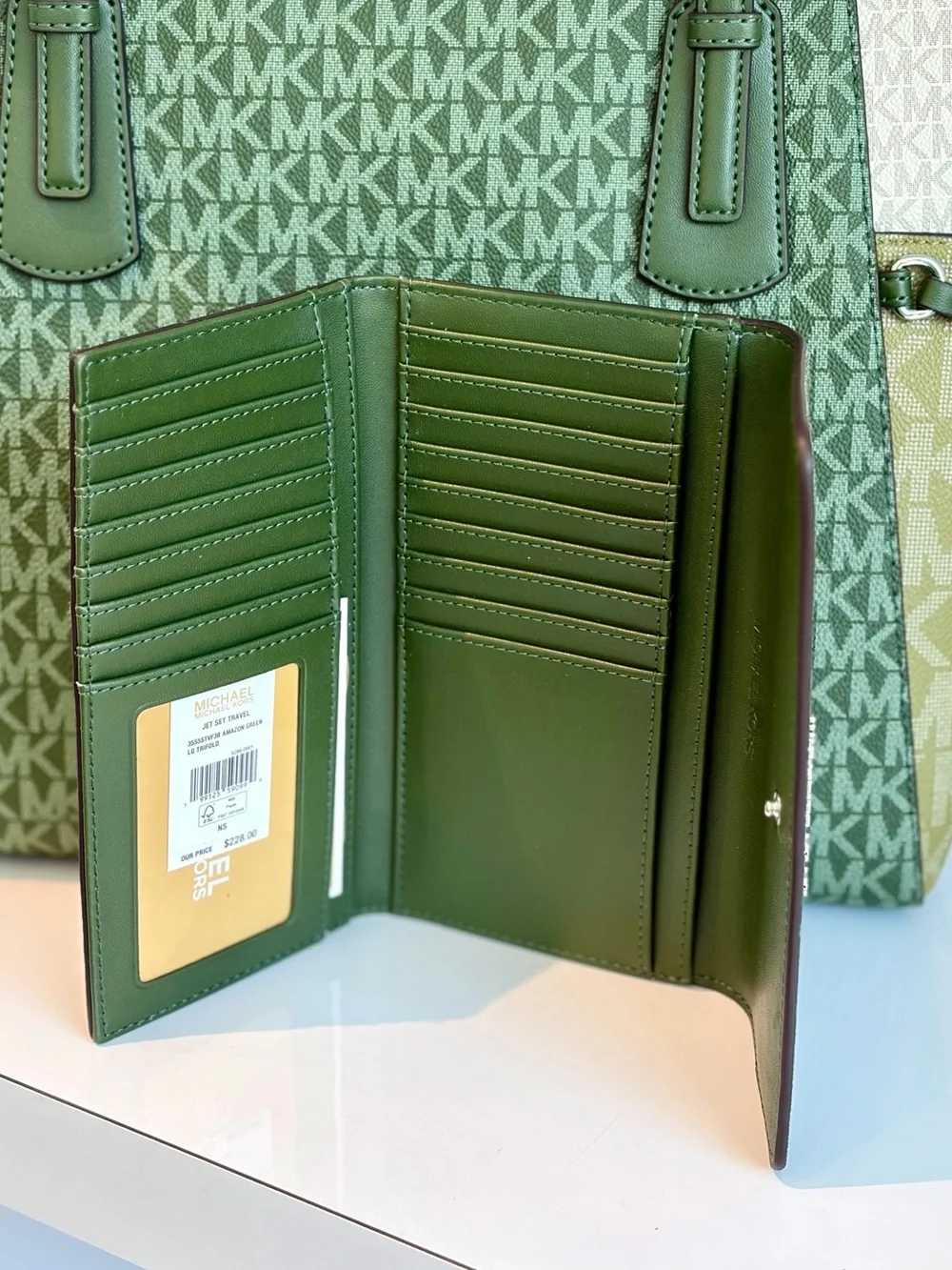 Michael Kors Jet Set Travel Signature Logo Tri-Fold Wallet